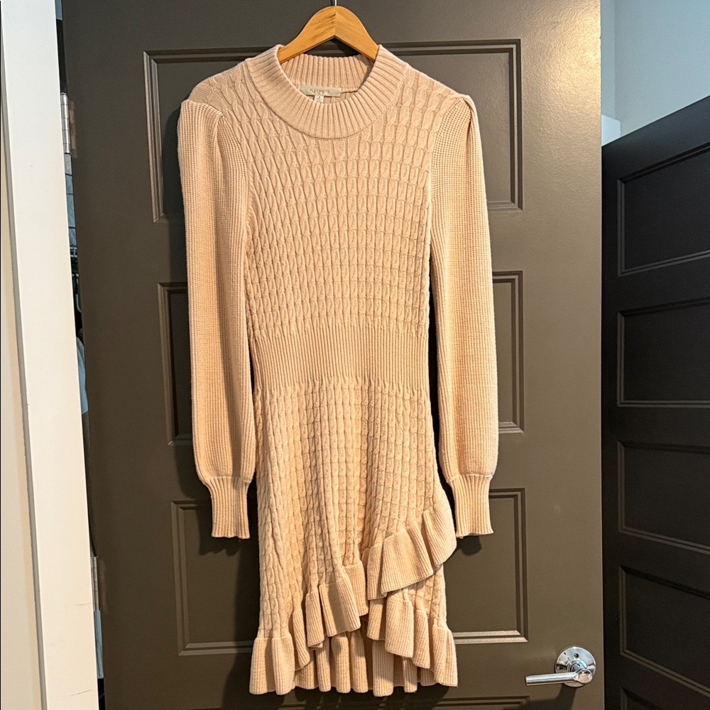 Anthropologie Cream Long Sleeve Sweater Dress